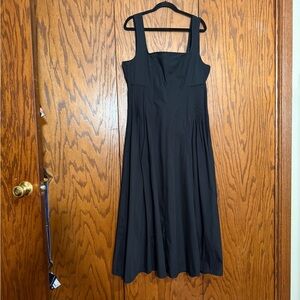 ASOS DESIGN Black Cotton Midi Dress Smocked Back Size US 12